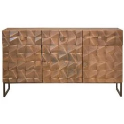 Buffet Bahut En Bois De Manguier / Fer Coloris Marron Foncé - Longueur 142 X Profondeur 42 X Hauteur 80 Cm -PEGANE-