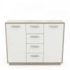 DANSMAMAISON Buffet 2 Portes 4 Tiroirs Chêne/Blanc - ANO - L 113 X L 37 X H 84 Cm - Bois Clair
