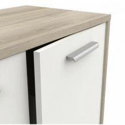DANSMAMAISON Buffet 2 Portes 4 Tiroirs Chêne/Blanc - ANO - L 113 X L 37 X H 84 Cm - Bois Clair -Buffet et enfilade Soldes 54692408 3