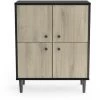 Petit Buffet 4 Portes Effet Bois L61cm - ARTY - Calicosy - Noir/bois - Noir/bois