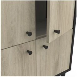 Petit Buffet 4 Portes Effet Bois L61cm - ARTY - Calicosy - Noir/bois - Noir/bois -Buffet et enfilade Soldes 54699754 5