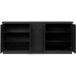 CAESAROO Buffet 200x40 Cm Gris Anthracite Avec Quatre Portes Et Quatre Tiroirs | Gris Anthracite 6 CAESAROO Buffet 200x40 Cm Gris Anthracite Avec Quatre Portes Et Quatre Tiroirs | Gris Anthracite -Buffet et enfilade Soldes 54715700 2