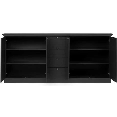 CAESAROO Buffet 200x40 Cm Gris Anthracite Avec Quatre Portes Et Quatre Tiroirs | Gris Anthracite 2 CAESAROO Buffet 200x40 Cm Gris Anthracite Avec Quatre Portes Et Quatre Tiroirs | Gris Anthracite – Image 2