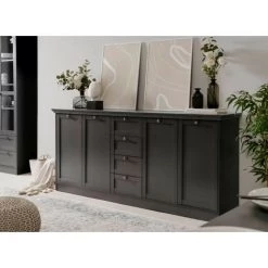 CAESAROO Buffet 200x40 Cm Gris Anthracite Avec Quatre Portes Et Quatre Tiroirs | Gris Anthracite 7 CAESAROO Buffet 200x40 Cm Gris Anthracite Avec Quatre Portes Et Quatre Tiroirs | Gris Anthracite -Buffet et enfilade Soldes 54715700 3
