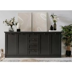 CAESAROO Buffet 200x40 Cm Gris Anthracite Avec Quatre Portes Et Quatre Tiroirs | Gris Anthracite 8 CAESAROO Buffet 200x40 Cm Gris Anthracite Avec Quatre Portes Et Quatre Tiroirs | Gris Anthracite -Buffet et enfilade Soldes 54715700 4