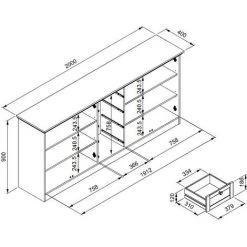 CAESAROO Buffet 200x40 Cm Gris Anthracite Avec Quatre Portes Et Quatre Tiroirs | Gris Anthracite 9 CAESAROO Buffet 200x40 Cm Gris Anthracite Avec Quatre Portes Et Quatre Tiroirs | Gris Anthracite -Buffet et enfilade Soldes 54715700 5