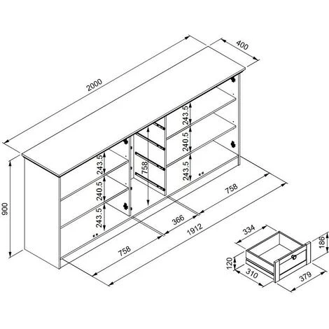 CAESAROO Buffet 200x40 Cm Gris Anthracite Avec Quatre Portes Et Quatre Tiroirs | Gris Anthracite 5 CAESAROO Buffet 200x40 Cm Gris Anthracite Avec Quatre Portes Et Quatre Tiroirs | Gris Anthracite – Image 5