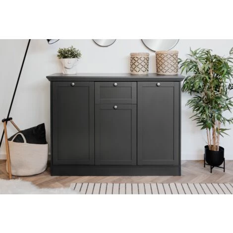 CAESAROO Buffet 120x40 Cm Gris Anthracite Avec Trois Portes Et Un Tiroir | Gris Anthracite 3 CAESAROO Buffet 120x40 Cm Gris Anthracite Avec Trois Portes Et Un Tiroir | Gris Anthracite – Image 3