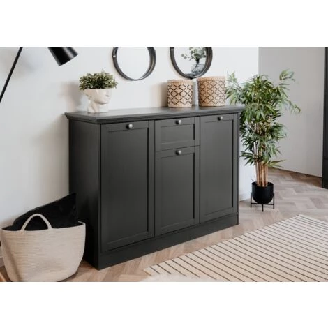 CAESAROO Buffet 120x40 Cm Gris Anthracite Avec Trois Portes Et Un Tiroir | Gris Anthracite 5 CAESAROO Buffet 120x40 Cm Gris Anthracite Avec Trois Portes Et Un Tiroir | Gris Anthracite – Image 5