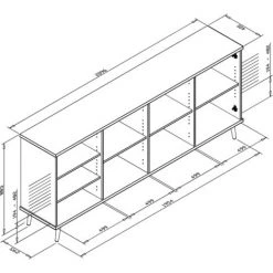 CAESAROO Buffet 209x40 Cm Chêne Et Gris Avec Trois Portes Et Trois Compartiments | Chêne Et Gris -Buffet et enfilade Soldes 54715725 5