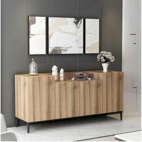 AZURA HOME DESIGN Buffet 4 Portes ELLARIA Noyer Doré 160 Cm - Doré 3 AZURA HOME DESIGN Buffet 4 Portes ELLARIA Noyer Doré 160 Cm - Doré – Image 3