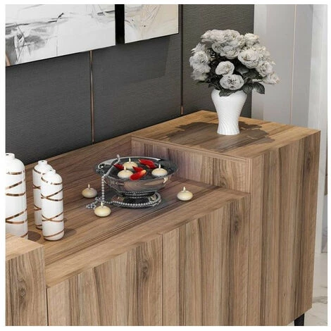 AZURA HOME DESIGN Buffet 4 Portes ELLARIA Noyer Doré 160 Cm - Doré 4 AZURA HOME DESIGN Buffet 4 Portes ELLARIA Noyer Doré 160 Cm - Doré – Image 4