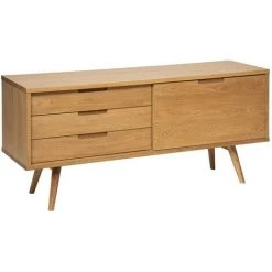 Buffet Commode En Bois Coloris Beige - Longueur 160 X Profondeur 72 X Hauteur 44 Cm -PEGANE-