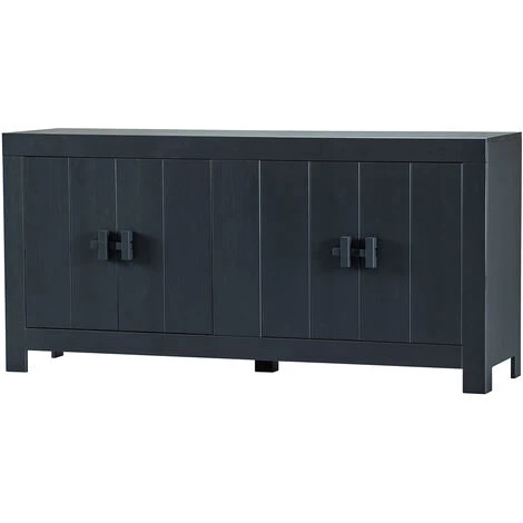 Buffet De 4 Portes En Pin Massif Coloris Noir Mat - Hauteur 85 X Longueur 177 Cm X Profondeur 46 Cm -PEGANE- 1 Buffet De 4 Portes En Pin Massif Coloris Noir Mat - Hauteur 85 X Longueur 177 Cm X Profondeur 46 Cm -PEGANE-