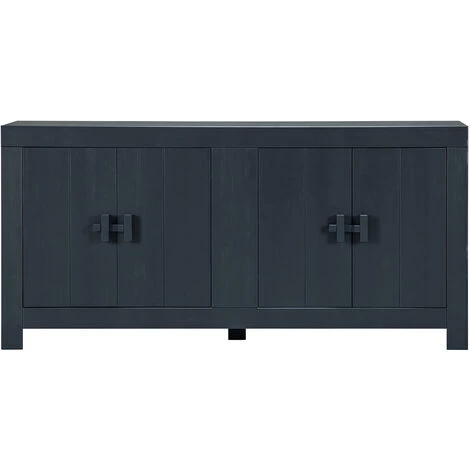 Buffet De 4 Portes En Pin Massif Coloris Noir Mat - Hauteur 85 X Longueur 177 Cm X Profondeur 46 Cm -PEGANE- 2 Buffet De 4 Portes En Pin Massif Coloris Noir Mat - Hauteur 85 X Longueur 177 Cm X Profondeur 46 Cm -PEGANE- – Image 2