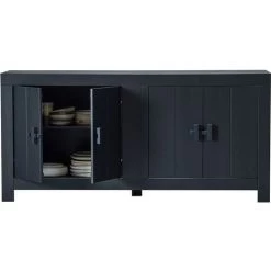 Buffet De 4 Portes En Pin Massif Coloris Noir Mat - Hauteur 85 X Longueur 177 Cm X Profondeur 46 Cm -PEGANE- 8 Buffet De 4 Portes En Pin Massif Coloris Noir Mat - Hauteur 85 X Longueur 177 Cm X Profondeur 46 Cm -PEGANE- -Buffet et enfilade Soldes 54815955 4
