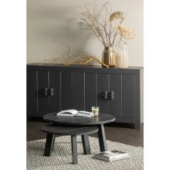 Buffet De 4 Portes En Pin Massif Coloris Noir Mat - Hauteur 85 X Longueur 177 Cm X Profondeur 46 Cm -PEGANE- 9 Buffet De 4 Portes En Pin Massif Coloris Noir Mat - Hauteur 85 X Longueur 177 Cm X Profondeur 46 Cm -PEGANE- -Buffet et enfilade Soldes 54815955 5