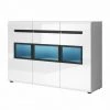 PRICE FACTORY Buffet Design Avec éclairage LED 135x92. Collection LUCIA. Coloris Blanc Brillant - Blanc