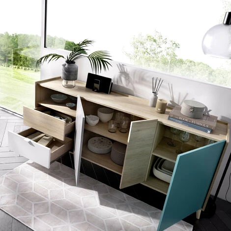 CAESAROO Buffet 180x43 Cm Penny Avec Deux Trois Et Deux Tiroirs Multicouleurs | Multicolor 2 CAESAROO Buffet 180x43 Cm Penny Avec Deux Trois Et Deux Tiroirs Multicouleurs | Multicolor – Image 2