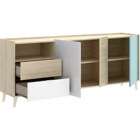 CAESAROO Buffet 180x43 Cm Penny Avec Deux Trois Et Deux Tiroirs Multicouleurs | Multicolor 4 CAESAROO Buffet 180x43 Cm Penny Avec Deux Trois Et Deux Tiroirs Multicouleurs | Multicolor – Image 4