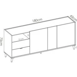 CAESAROO Buffet 180x43 Cm Penny Avec Deux Trois Et Deux Tiroirs Multicouleurs | Multicolor 9 CAESAROO Buffet 180x43 Cm Penny Avec Deux Trois Et Deux Tiroirs Multicouleurs | Multicolor -Buffet et enfilade Soldes 54834068 5