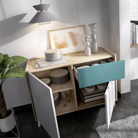 CAESAROO Buffet 105x43 Cm Penny Avec Deux Portes Et Un Tiroir Multicouleurs | Multicolor 2 CAESAROO Buffet 105x43 Cm Penny Avec Deux Portes Et Un Tiroir Multicouleurs | Multicolor – Image 2