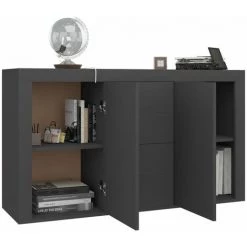 Topdeal Buffet Gris 120x36x69 Cm Aggloméré FF801843_FR -Buffet et enfilade Soldes 54840709 4