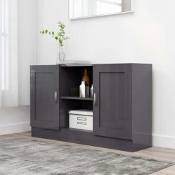 Topdeal Buffet Gris Brillant 120x30,5x70 Cm Aggloméré FF802785_FR