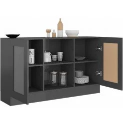 Topdeal Buffet Gris Brillant 120x30,5x70 Cm Aggloméré FF802785_FR -Buffet et enfilade Soldes 54840738 4