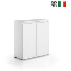 TERRANEO Buffet Mobile Polyvalent Séjour Cuisine Entrée 3 étagères Blanches -Buffet et enfilade Soldes 54910843 2
