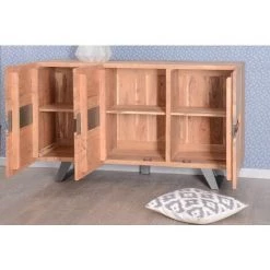 MEUBLE HOUSE Buffet En Acacia Massif Et Pieds Métal "Zen Black" - Marron -Buffet et enfilade Soldes 54941366 4