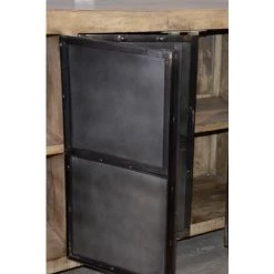 MEUBLE HOUSE Bahut 4 Portes Métal Et Bois Naturel "Malmö" - Marron -Buffet et enfilade Soldes 54941412 4