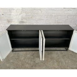 MEUBLE HOUSE Buffet 4 Portes Contemporain Métal Noir Et Bois Blanchi "Bristlecone" - Noir -Buffet et enfilade Soldes 54941465 4