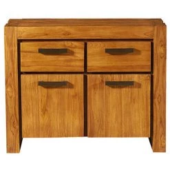 MEUBLE HOUSE Bahut Teck Massif Brossé 2 Portes 2 Tiroirs "Bornéo" Casita - Marron