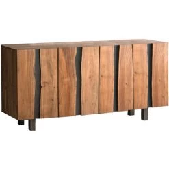 MEUBLE HOUSE Buffet Bas Design En Bois D'acacia Massif Naturel "Zen" - Marron