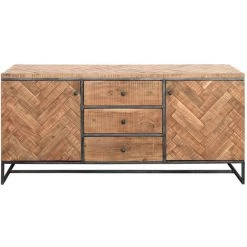 MEUBLE HOUSE Bahut Massif Métal Et Bois 175 Cm "Bronx" - Marron -Buffet et enfilade Soldes 54941567 4