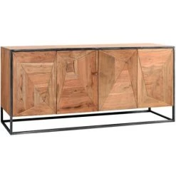 MEUBLE HOUSE Enfilade 4 Portes Bois Et Métal En 175 Cm "Manhattan" - Marron -Buffet et enfilade Soldes 54941569 2