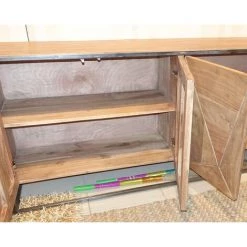 MEUBLE HOUSE Enfilade 4 Portes Bois Et Métal En 175 Cm "Manhattan" - Marron -Buffet et enfilade Soldes 54941569 4