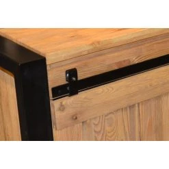 MEUBLE HOUSE Bahut Industriel 3 Tiroirs Et Porte Coulissante "Lugano" - Marron -Buffet et enfilade Soldes 54941607 3