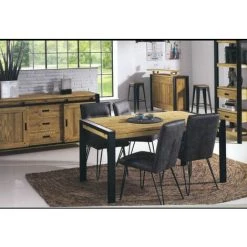 MEUBLE HOUSE Bahut Industriel 3 Tiroirs Et Porte Coulissante "Lugano" - Marron -Buffet et enfilade Soldes 54941607 5