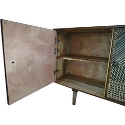 MEUBLE HOUSE Buffet Vintage 160 Cm Style Cannage "Pop Vintage" - Marron -Buffet et enfilade Soldes 54941640 5