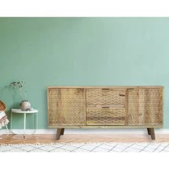 MEUBLE HOUSE Buffet Bas En Bois Exotique Esprit Vintage 165 Cm "Zill" - Marron