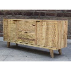 MEUBLE HOUSE Buffet Bas En Bois Exotique Esprit Vintage 165 Cm "Zill" - Marron -Buffet et enfilade Soldes 54941651 4