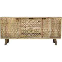 MEUBLE HOUSE Buffet Bas En Bois Exotique Esprit Vintage 165 Cm "Zill" - Marron -Buffet et enfilade Soldes 54941651 5