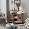 Fortuna Lai Meuble De Rangement, Buffet, Meuble De Cuisine, Avec Placard Et étagères, Portes à Persiennes, Pour Salle à Manger, Salon, Couloir, Chambre, Style Industriel,Brun Rustique