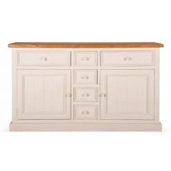 DECORATION D’AUTREFOIS Bahut 6 Tiroirs Bois Blanc 160x45x90cm - Blanc