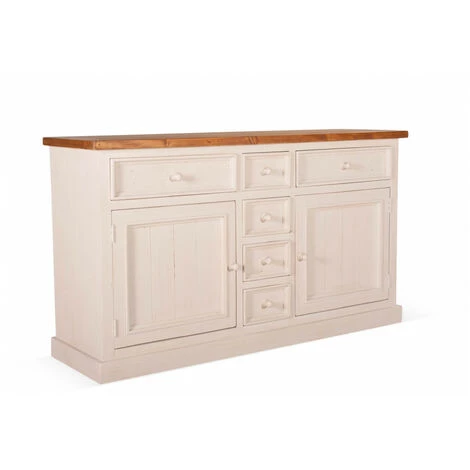 DECORATION D’AUTREFOIS Bahut 6 Tiroirs Bois Blanc 160x45x90cm - Blanc 2 DECORATION D’AUTREFOIS Bahut 6 Tiroirs Bois Blanc 160x45x90cm - Blanc – Image 2