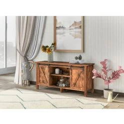 YOOUYIDA Élément TV, Sideboard, Armoire De Cuisine, Armoire De Rangement, Armoire D'appoint, Avec 2 Portes Coulissantes, étagères Réglables, étagères Ouvertes -Buffet et enfilade Soldes 55028960 4