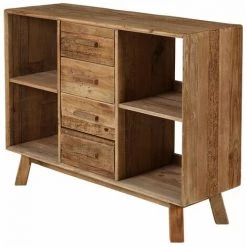 CDA Buffet En Pin Recyclé 4 Tiroirs Et 4 Niches - Naturel Foncé -Buffet et enfilade Soldes 55070733 2