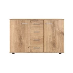 M-S Commode 2 Portes 4 Tiroirs 130x41x83 Cm Chêne Sonoma - KARIN